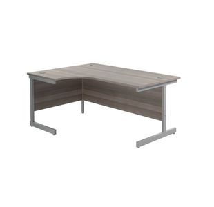 Jemini Radial Left Hand Single Upright Desk 1600x800-1200x730mm Grey Oak/Silver KF822692