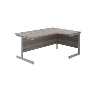 Jemini Radial Right Hand Single Upright Desk 1600x800-1200x730mm Grey Oak/Silver KF822711