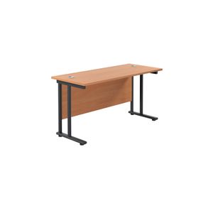 Jemini Rectangular Double Upright Cantilever Desk 1200x600x730mm Beech/Black KF822936