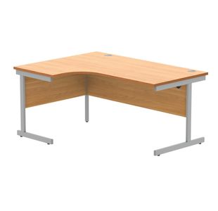 Astin Radial Left Hand SU Cantilever Desk 1600x1200x730mm Norwegian Beech/Silver KF824084