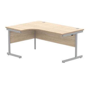 Astin Radial Left Hand SU Cantilever Desk 1600x1200x730mm Canadian Oak/Silver KF824121