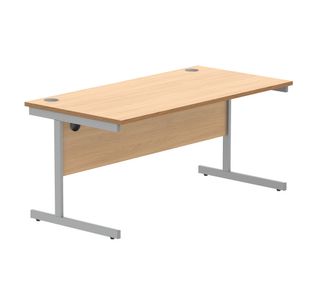 Astin Rectangular Single Upright Cantilever Desk 1600x800x730mm Norwegian Beech/Silver KF824299