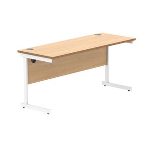 Astin Rectangular Single Upright Cantilever Desk 1600x600x730 Norwegian Beech/Arctic White KF824329