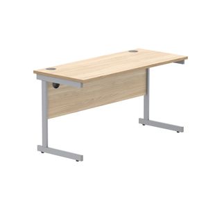 Astin Rectangular Single Upright Cantilever Desk 1400x600x730mm Canadian Oak/Silver KF824374