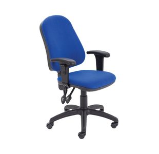 First High Back Operator Chair with T-Adjustable Arms 640x640x985-1175mm Blue KF839245