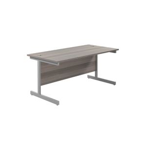 Jemini Single Upright Rectangular Desk 1800x800x730mm Grey Oak/Silver KF846031