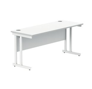 Polaris Rectangular Double Upright Cantilever Desk 1600x600x730mm Arctic White/White KF882354