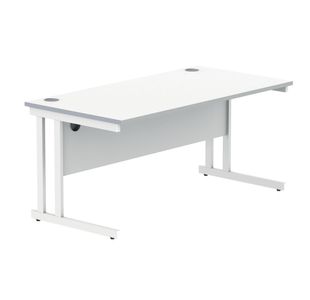 Polaris Rectangular Double Upright Cantilever Desk 1600x800x730mm Arctic White/White KF882357