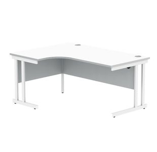 Polaris Left Hand Radial DU Cantilever Desk 1600x1200x730mm Arctic White/White KF882358