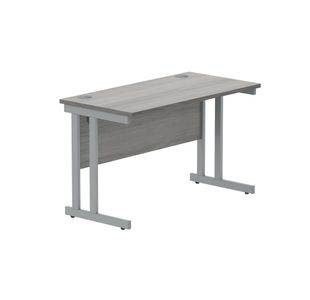 Polaris Rectangular Double Upright Cantilever Desk 1200x600x730mm Alaskan Grey Oak/Silver KF882360