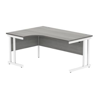 Polaris Right Hand Radial DU Cantilever Desk 1600x1200x730mm Alaskan Grey Oak/White KF882373