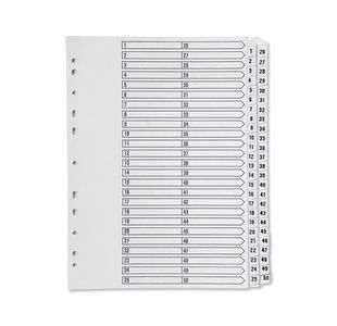 Q-Connect 1-50 Index Multi-Punched Reinforced Board Clear Tab A4 White KF97057