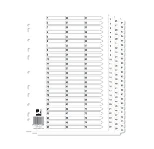 Q-Connect A4 1-75 Mylar Index (10 Pack) KF97058Q