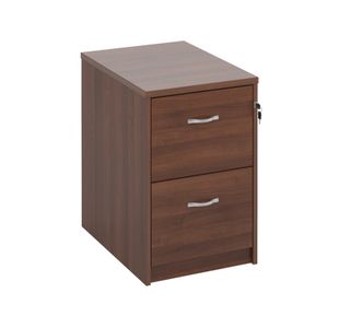 Wooden 2 drawer filing cabinet with silver handles 730mm high - walnut