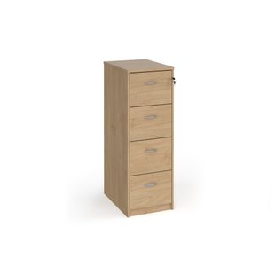 Wooden 4 drawer filing cabinet with silver handles 1360mm high - Kendal Oak