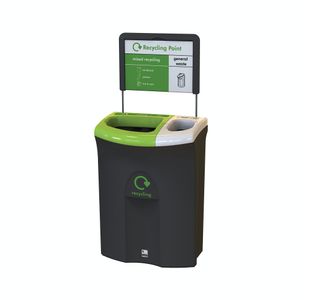 Meridian Recycling Bin Double Mixed Recycling and General Waste 110L Black/Lime/White L1881/2
