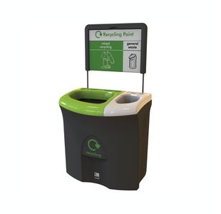 Meridian Recycling Bin Double Mixed Recycling and General Waste 87L Black/Lime/White 81893/6
