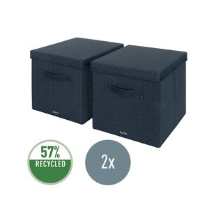 Leitz Fabric Storage Box with Lid Twinpack Large Grey 61450089