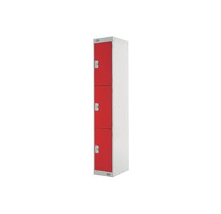 Three Compartment Locker 300x300x1800mm Red Door M12213GURD00
