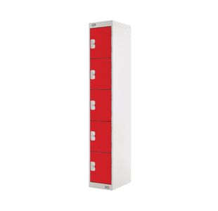 Five Compartment Locker 300x300x1800mm Red Door M12215GURD00
