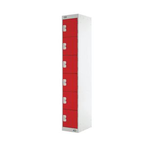 Six Compartment Locker 300x300x1800mm Red Door M12216GURD00