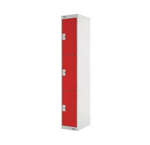 Three Compartment Locker 300x450x1800mm Red Door M12513GURD00