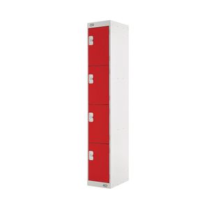 Four Compartment Locker 300x450x1800mm Red Door M12514GURD00