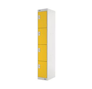 Four Compartment Locker 300x450x1800mm Yellow Door M12514GUYD00