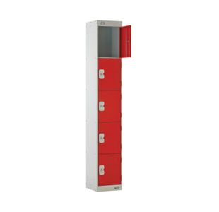 Five Compartment Locker 300x450x1800mm Red Door M12515GURD00