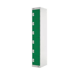 Six Compartment Locker 300x450x1800mm Green Door M12516GUPD00