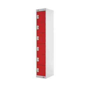 Six Compartment Locker 300x450x1800mm Red Door M12516GURD00