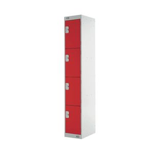 Four Compartment Express Standard Locker 300x300x1800mm Red Door MC00147
