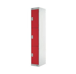 Three Compartment Express Standard Locker 300x450x1800mm Red Door MC00159