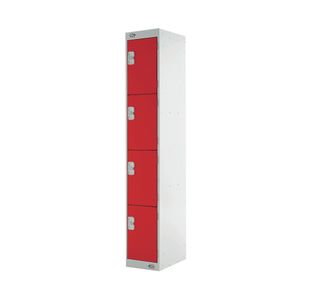 Four Compartment Express Standard Locker 300x450x1800mm Red Door MC00162