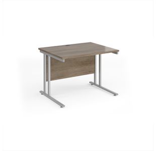 Maestro 25 straight desk 1000mm x 800mm - silver cantilever leg frame, Nebraska oak top