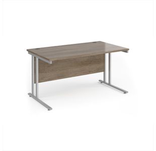Maestro 25 straight desk 1400mm x 800mm - silver cantilever leg frame, Nebraska oak top