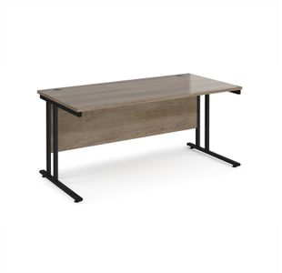 Maestro 25 straight desk 1600mm x 800mm - black cantilever leg frame, Nebraska oak top