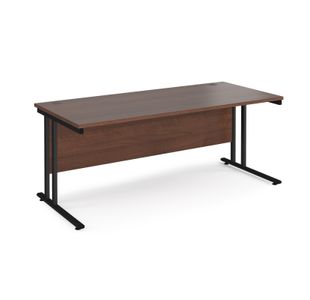 Maestro 25 straight desk 1800mm x 800mm - black cantilever leg frame, walnut top