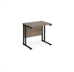 Maestro 25 straight desk 800mm x 600mm - black cantilever leg frame, Nebraska oak top