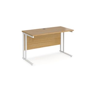 Maestro 25 straight desk 1200mm x 600mm - white cantilever leg frame, oak top