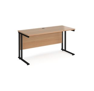 Maestro 25 straight desk 1400mm x 600mm - black cantilever leg frame, beech top