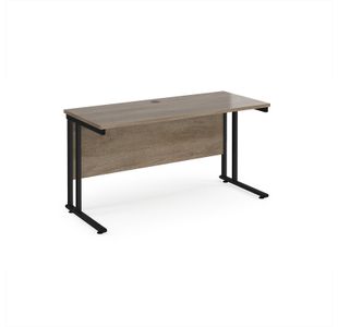 Maestro 25 straight desk 1400mm x 600mm - black cantilever leg frame, Nebraska oak top