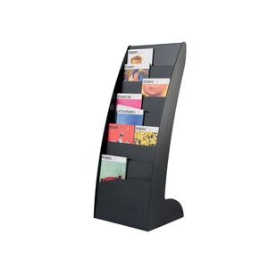 Fast Paper Black Curved Literature Display Floor standing display with 8 compartments 285.01
