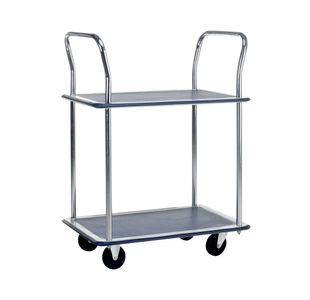 Barton Silver and Blue 2 Shelf Trolley with Chrome Handles PST2