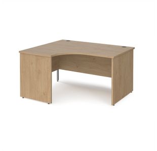 Maestro 25 left hand ergonomic desk 1400mm wide - kendal oak top with panel end leg