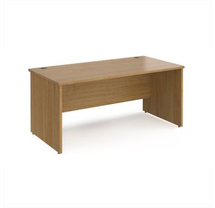 Maestro 25 straight desk 1600mm x 800mm - oak top with panel end leg