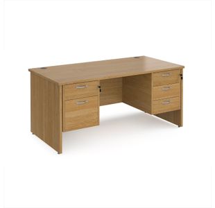 Maestro 25 straight desk 1600mm x 800mm with 2 and 3 drawer pedestals - oak top with panel end leg