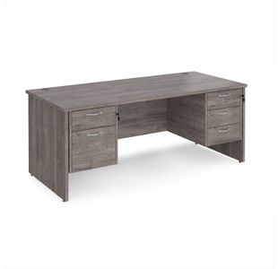 Maestro 25 straight desk 1800mm x 800mm with 2 and 3 drawer pedestals - grey oak top with panel end leg