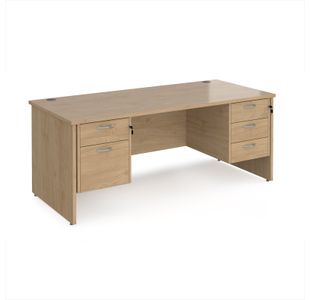 Maestro 25 straight desk 1800mm x 800mm with 2 and 3 drawer pedestals - kendal oak top with panel end leg