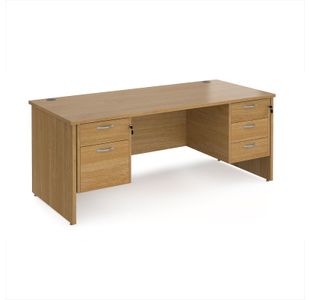 Maestro 25 straight desk 1800mm x 800mm with 2 and 3 drawer pedestals - oak top with panel end leg